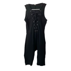 Yellow Cabbage Women’s Romper Black Sleeveless Lace Front Size Medium